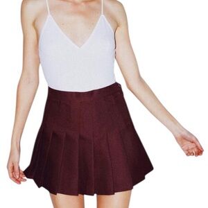 AMERICAN APPAREL Burgundy Gaberdine Pleated Tennis Skirt Size Large Preppy